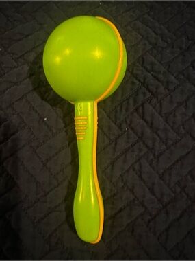 Bright Green & Orange Kids Rattle Toy - Playful Grip Shaker